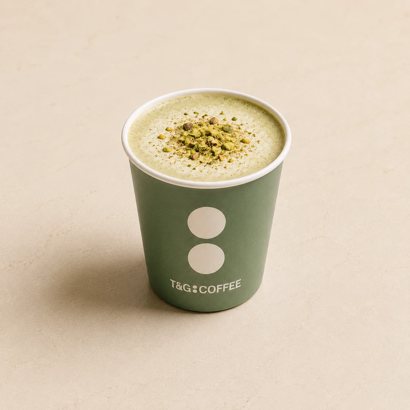 Bright iced latte with green garnish